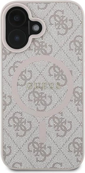 Mbështjellës Guess 4G Ring Classic Logo MagSafe për iPhone 16 Plus, Rozë