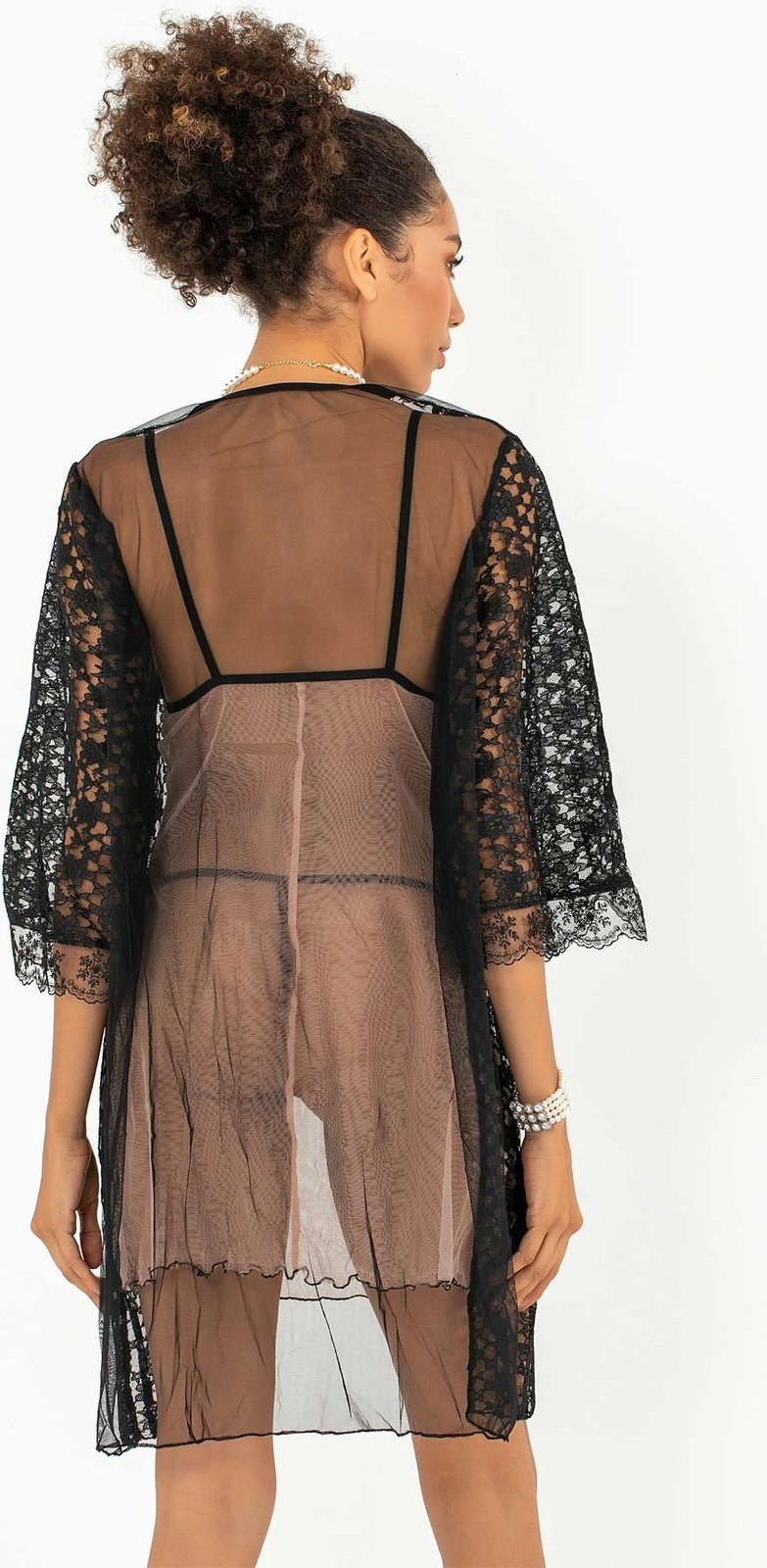 Set fustan nate me peniuar, ngjyrë salmon, Jumeon, 011-008009