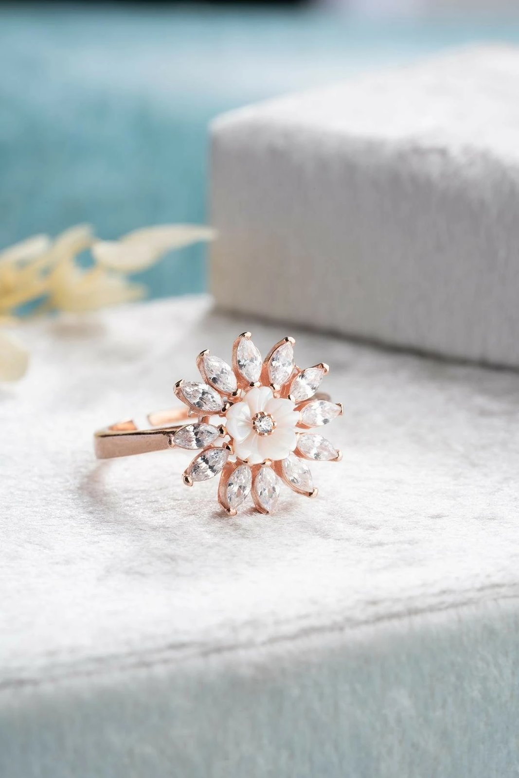 Unazë argjendi me gur trëndafili, NRZ1000244