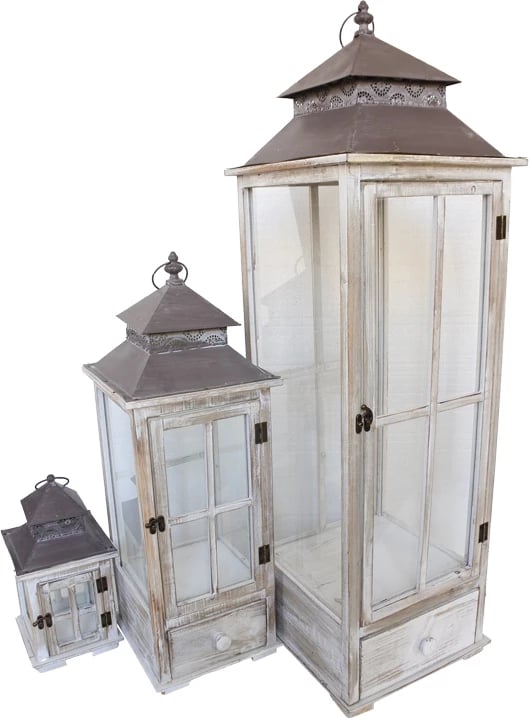 Set llambash Jannie Inart prej 3 copash alumini ngjyrë e bardhë antike