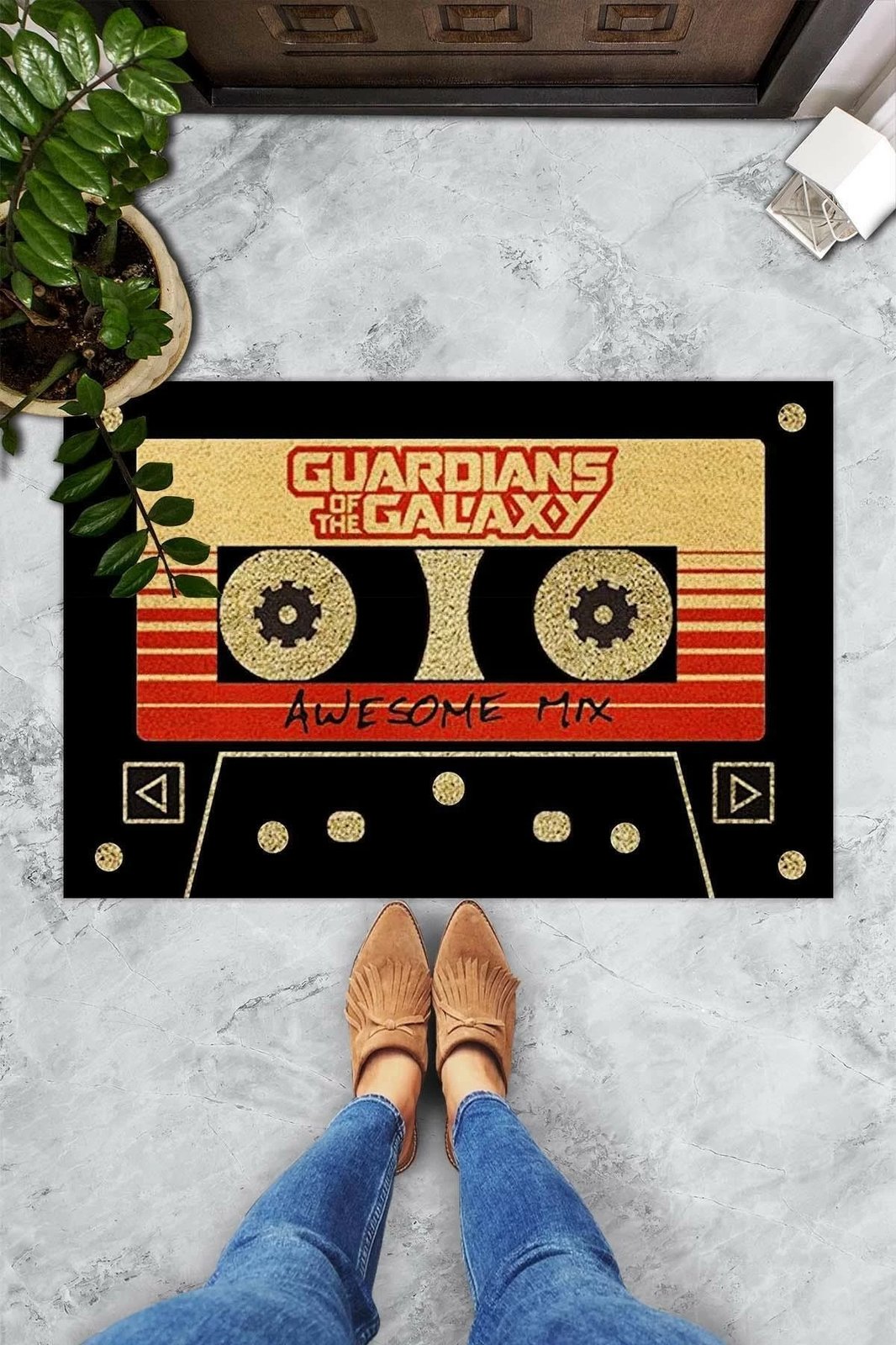 Shilte hyrëse PVC, dizajn kasete 'Guardians of the Galaxy', shumëngjyrëshe, 40x60cm