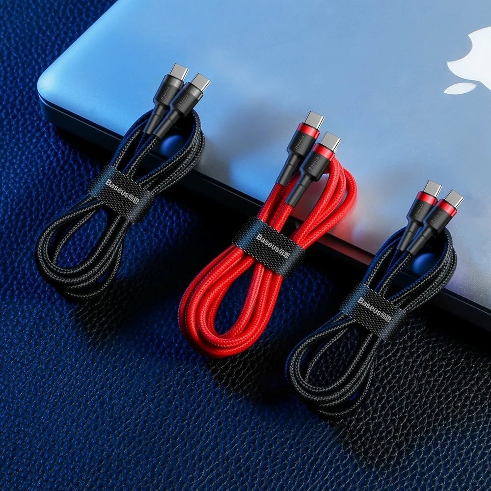 Kabllo USB-C në USB-C Baseus CATKLF-G91, 1m, 60W, e zezë/kuqe
