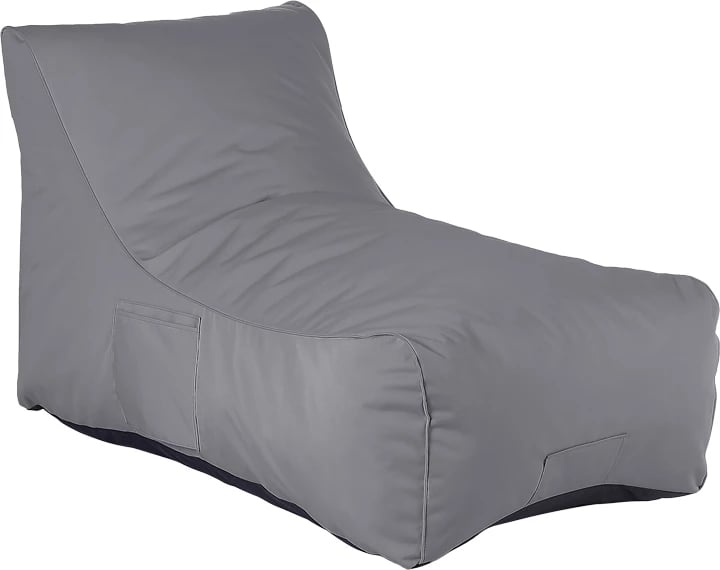 Shezlong pouf Otenda, material i papërshkueshëm nga uji, ngjyrë gri e errët, 67x110x65cm