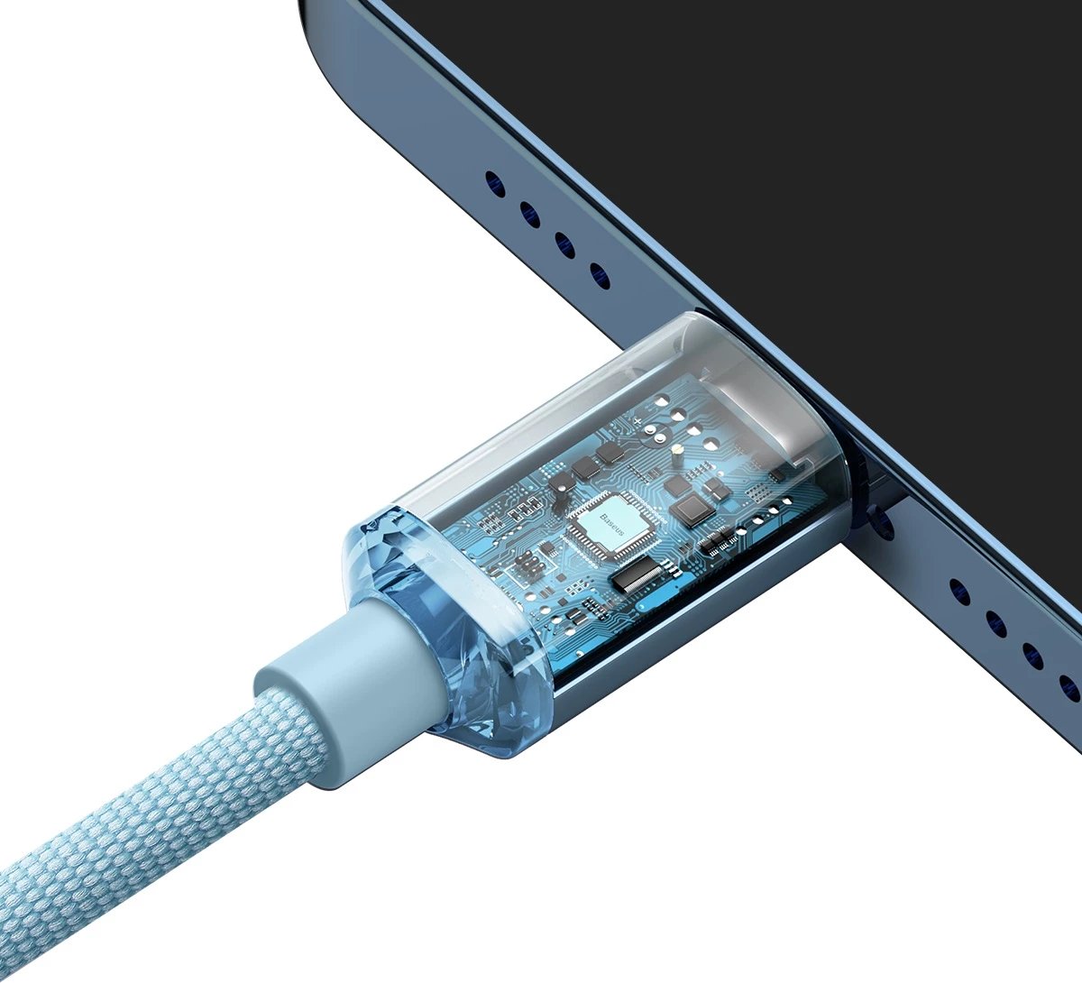 Kabllo Baseus Crystal Shine, USB-C në Lightning, 1.2m, 20W, Kaltër