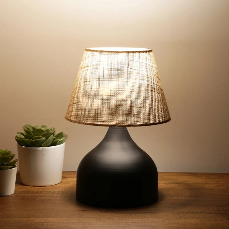Llambë tavoline PWL-1068 Ε27, D22x32cm, e zezë/bezhë