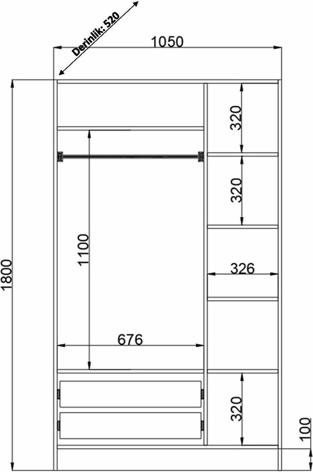 Dollap garderobe, ngjyrë e bardhë mat, Skye Decor, RB-002, 105x180x52 cm