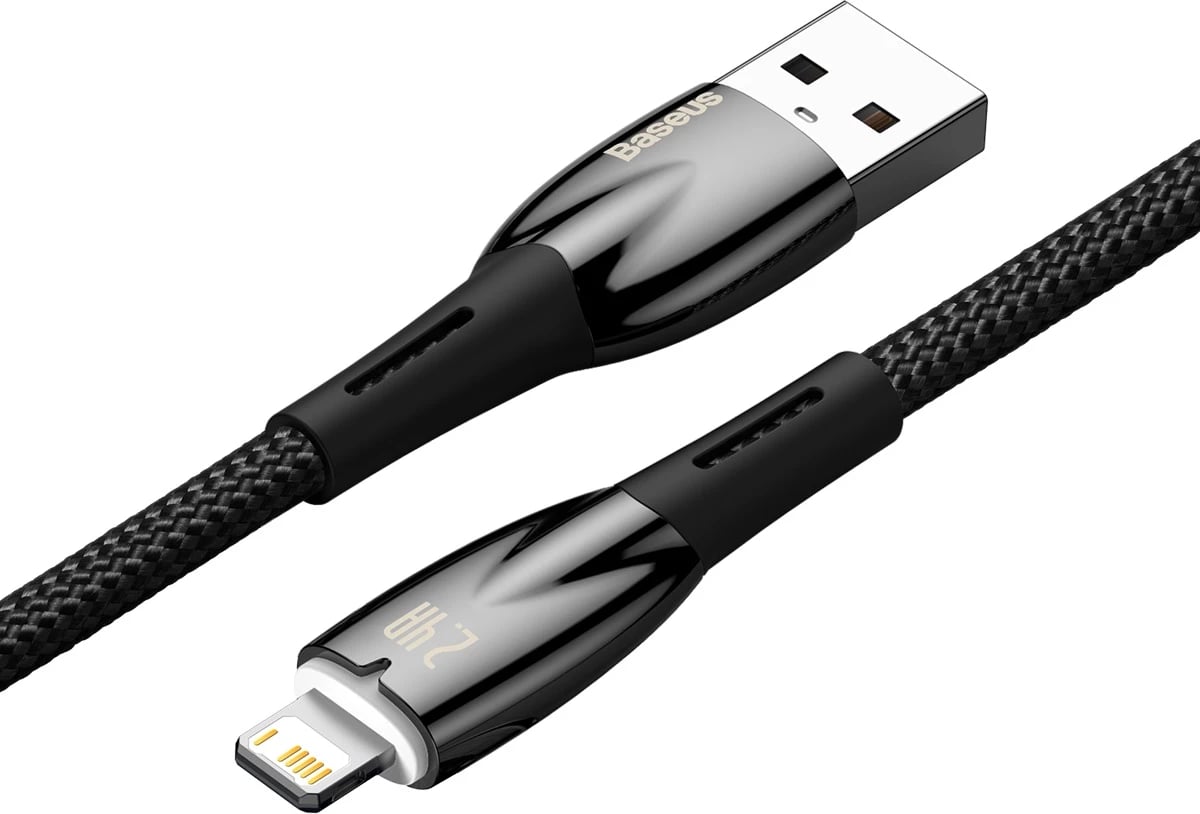 Kabllo Baseus Glimmer Series USB-A në Lightning, 2m, 2.4A, e zezë