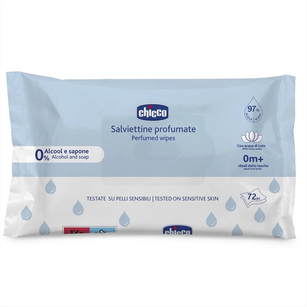 Peceta të lagura Chicco Care Wipes 0m+, 72 copë