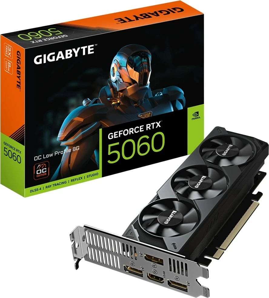 Kartelë grafike Gigabyte GeForce RTX 5060 OC Low Profile 8G, 8 GB GDDR7, PCI-E 5.0, E zezë