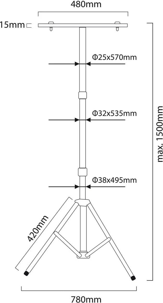 Stativ për reflektorë Maclean MCE583, për dy LED, i palosshëm, i verdhë/zi