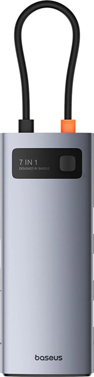 Kasë Baseus Metal Gleam 7in1, HDMI 4K 60Hz, USB-C, 3x USB 3.0, SD/microSD, Gri