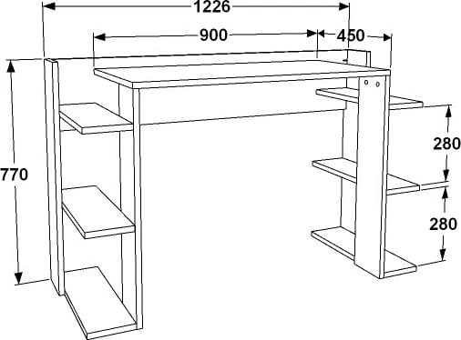 Tavolinë pune Skye Decor, çinar, ngjyrë arre, e zezë