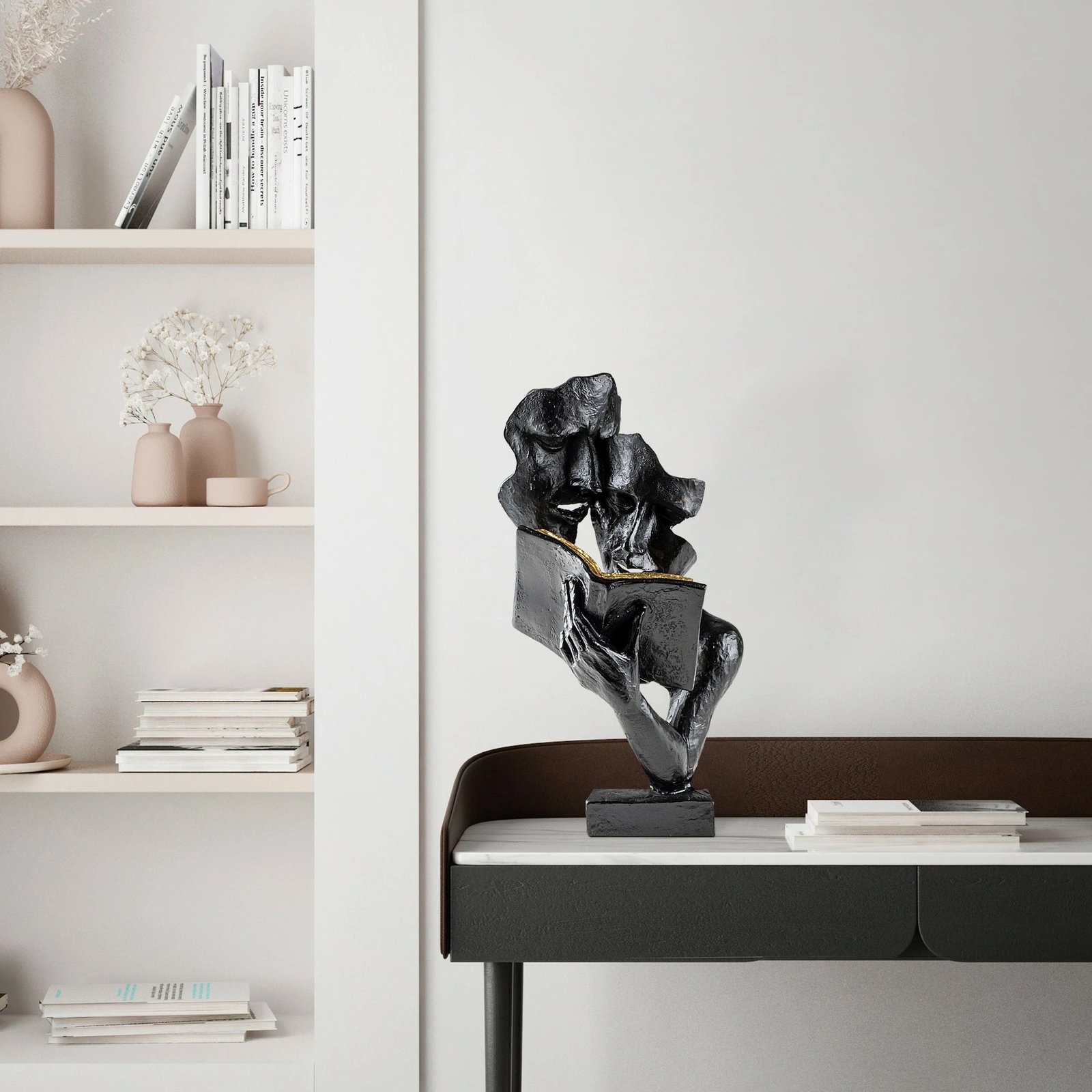 Objekt dekorativ Evila Originals, Lecteur, i zi, i punuar me dorë, 20x36x15cm