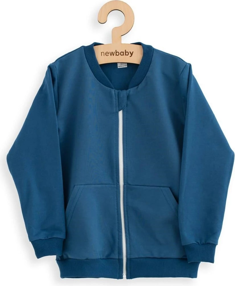 bluzë duks për djem, New Baby, Kindergarten, me zinxhir të plotë dhe xhepa, pambuk 95% me elastan, madhësia 104/110, blu