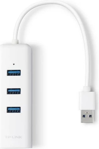 Hub USB 3.0 dhe adapter Ethernet Gigabit, TP-Link UE330, 3 porta USB, USB-A, e bardhë