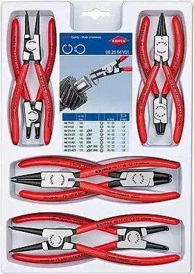 KNIPEX Ring Pliers Set 8 Copë, Kuqe