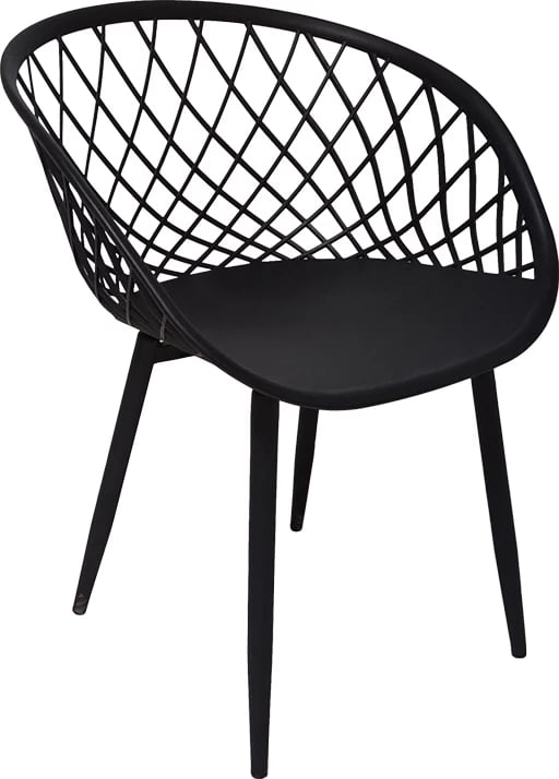 Karrige me mbështetëse Ezra, ngjyrë e zezë, këmbë metalike të zeza, 62x42x82cm (set prej 4 copash)