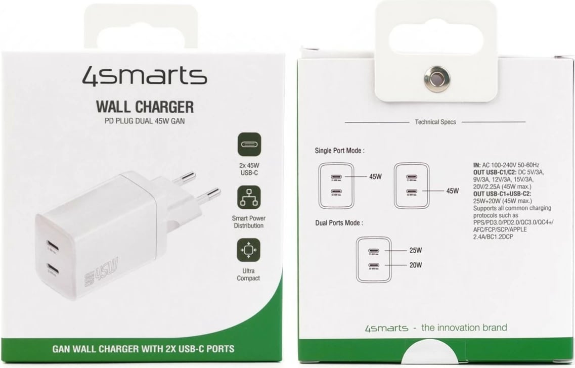 Karikues 4smarts 540400, 45W, i bardhë