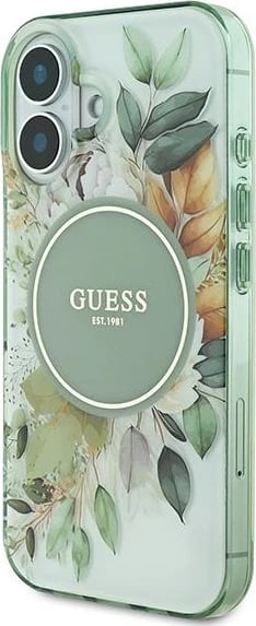 Mbështjellës Guess IML Flower & Tonal Circle MagSafe për iPhone 16 Plus, Gjelbër Mbështjellës Guess IML Flower & Tonal Circle MagSafe për iPhone 16 Plus, Gjelbër