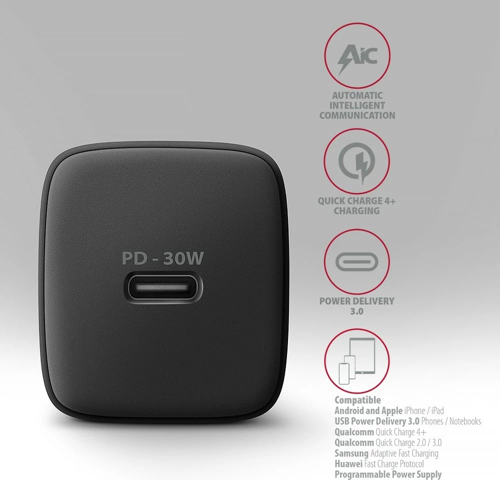 Karikues muri AXAGON ACU-PD30, 30W, 1x USB-C, i zi