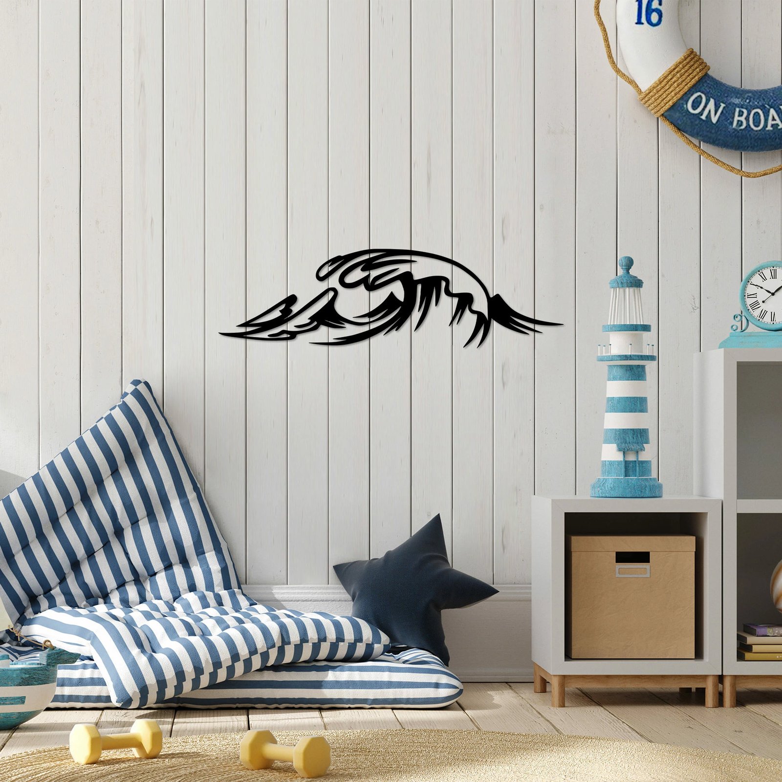 Aksesor dekorativ muri prej metali, Wallity, valë, i zi, 20x70cm