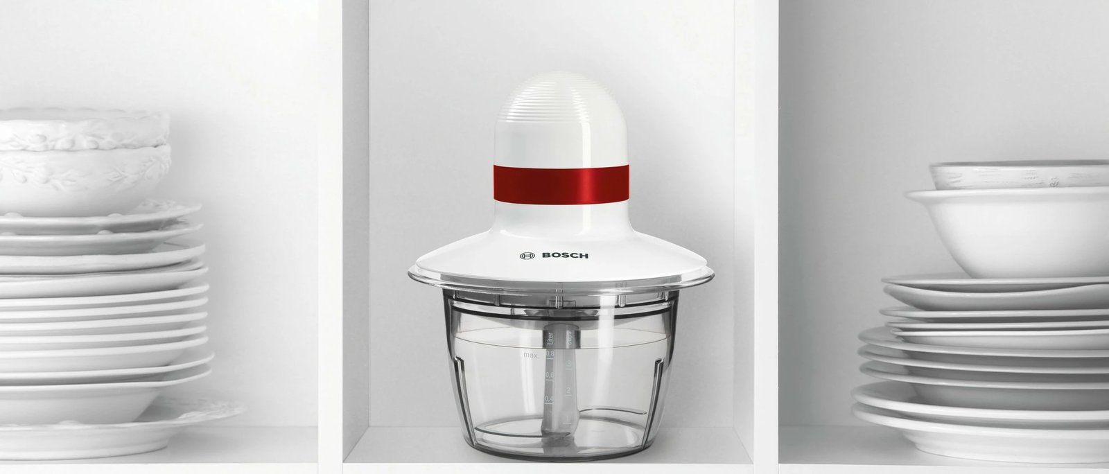 Procesor ushqimi Bosch MMRP1000, 0.8 L, Plastikë, Çelik inox, Kuq, Transparent, Bardhë