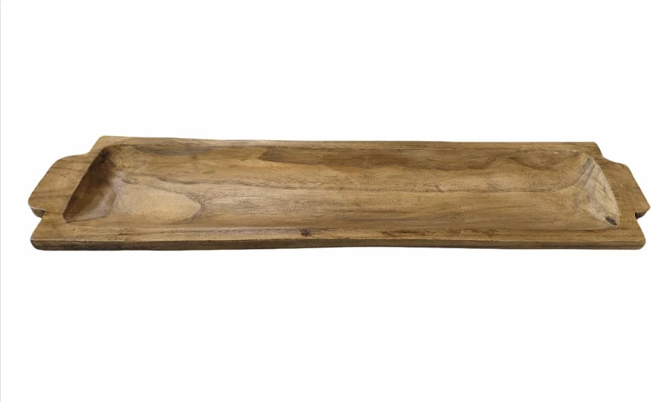 Tabaka dekorative prej druri, ngjyrë kafe, 79x19x4 cm