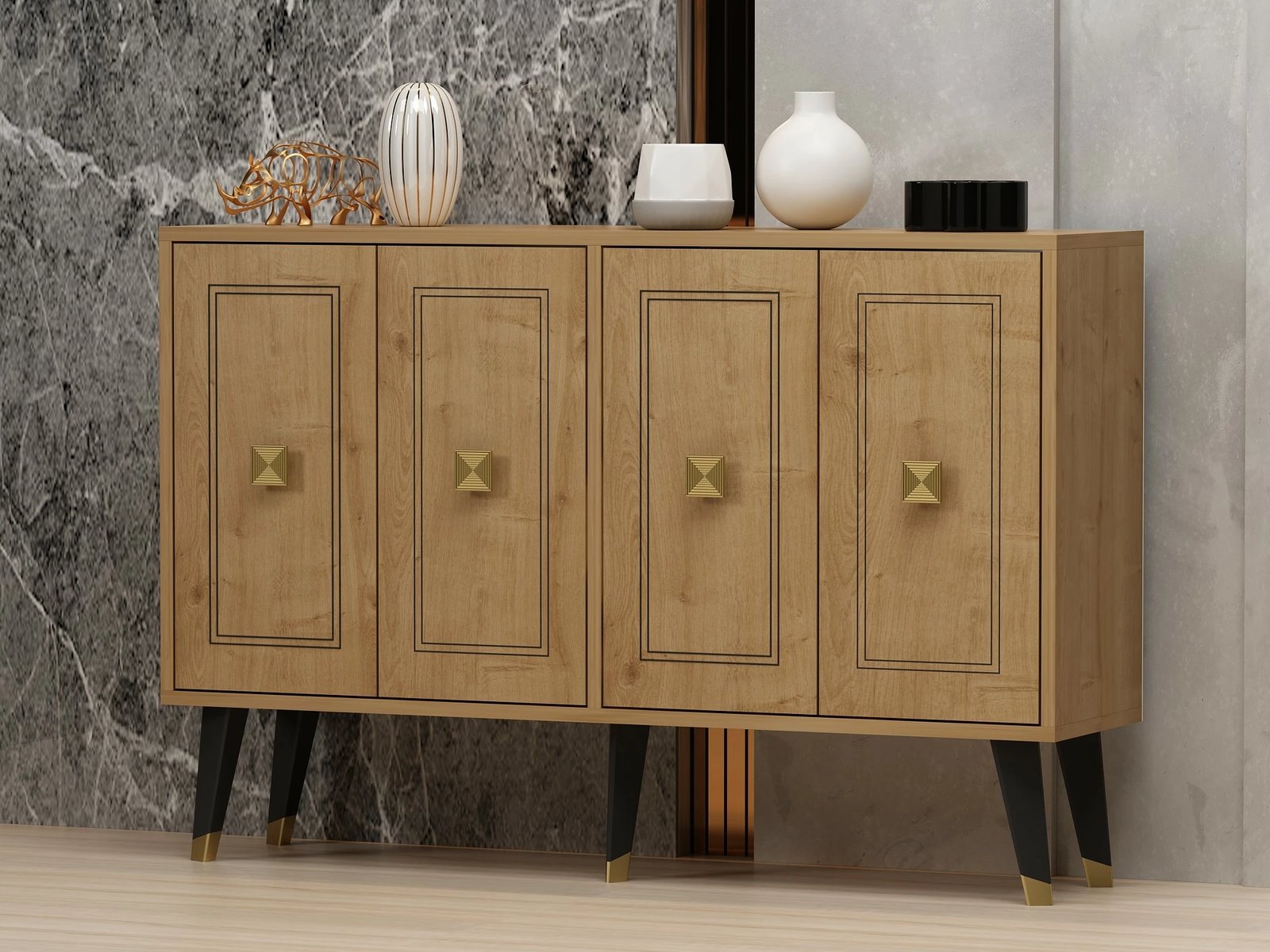 Konsol Skye Decor, ngjyrë lis safir, e artë