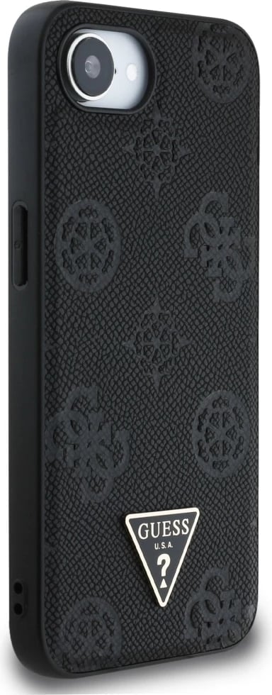Mbështjellës Guess Grained Hot Stamp Peony Triangle Logo MagSafe për iPhone 16e, i zi Mbështjellës Guess Grained Hot Stamp Peony Triangle Logo MagSafe për iPhone 16e, i zi