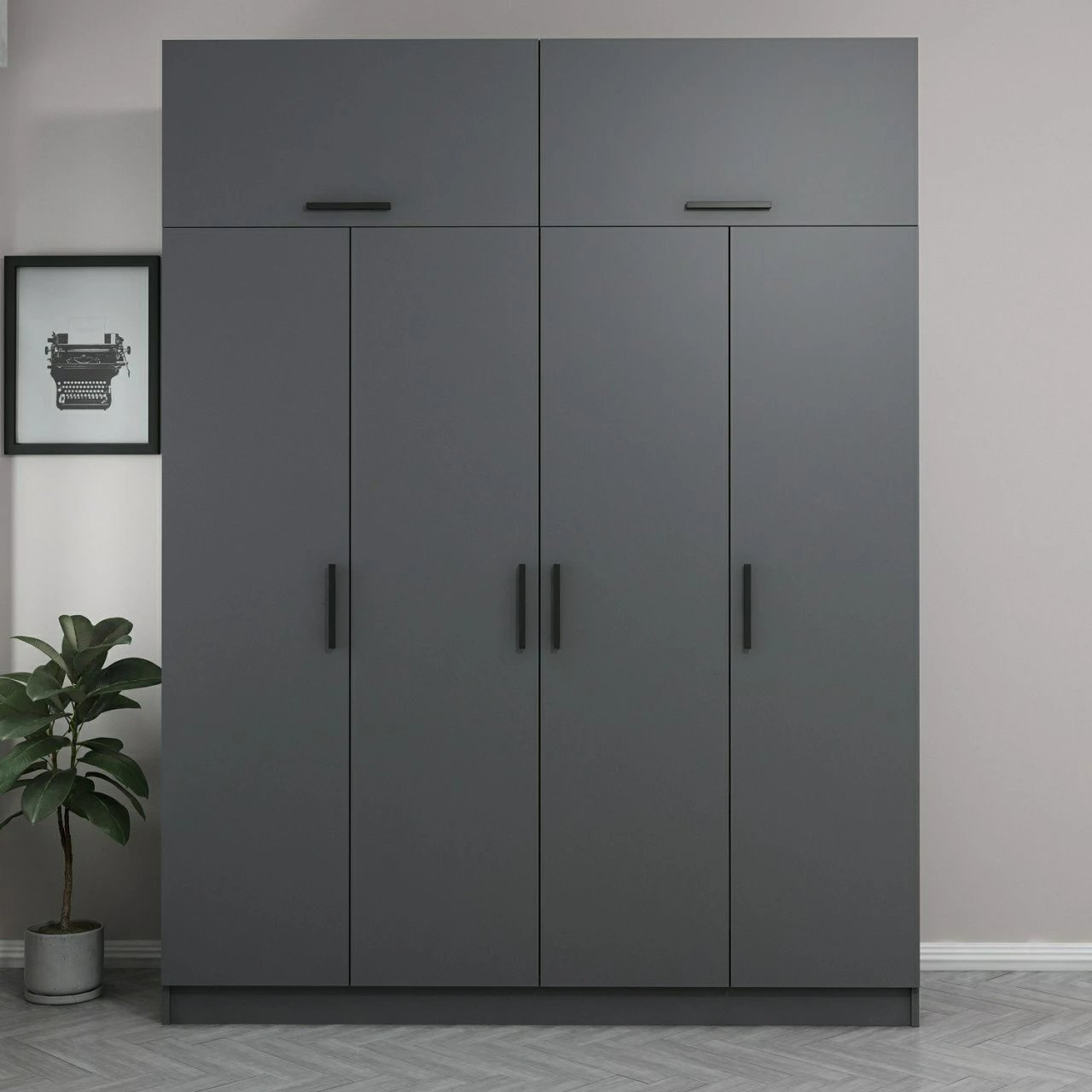 Dollap Hanah Home, Kale - 5264, ngjyrë antracit, 180x255x52cm