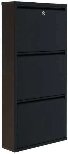 Dollap këpucësh Skye Decor, metal, 3 pjesë, ngjyrë e zezë, me kyçje