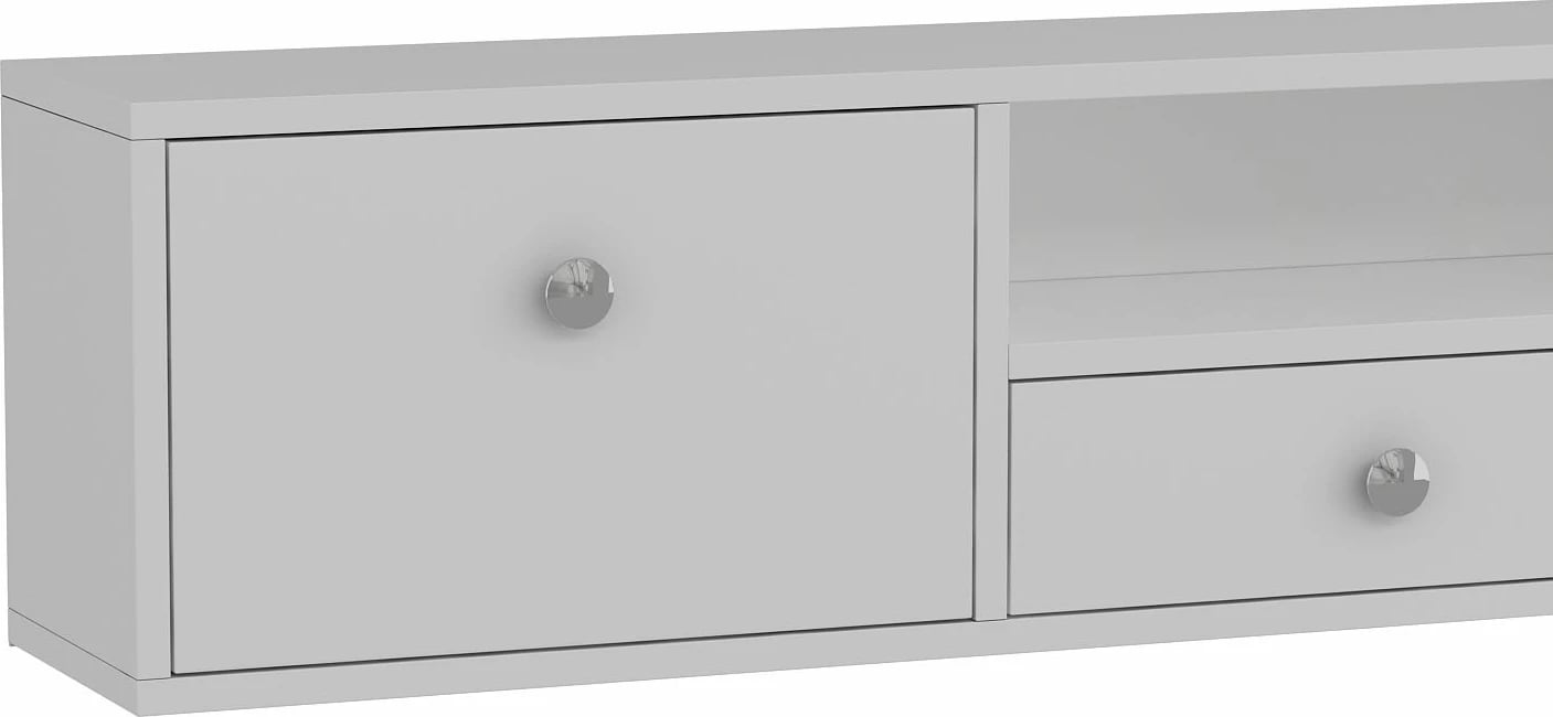 Komodë TV Skye Decor, 1301-DROP-1, e bardhë, argjend