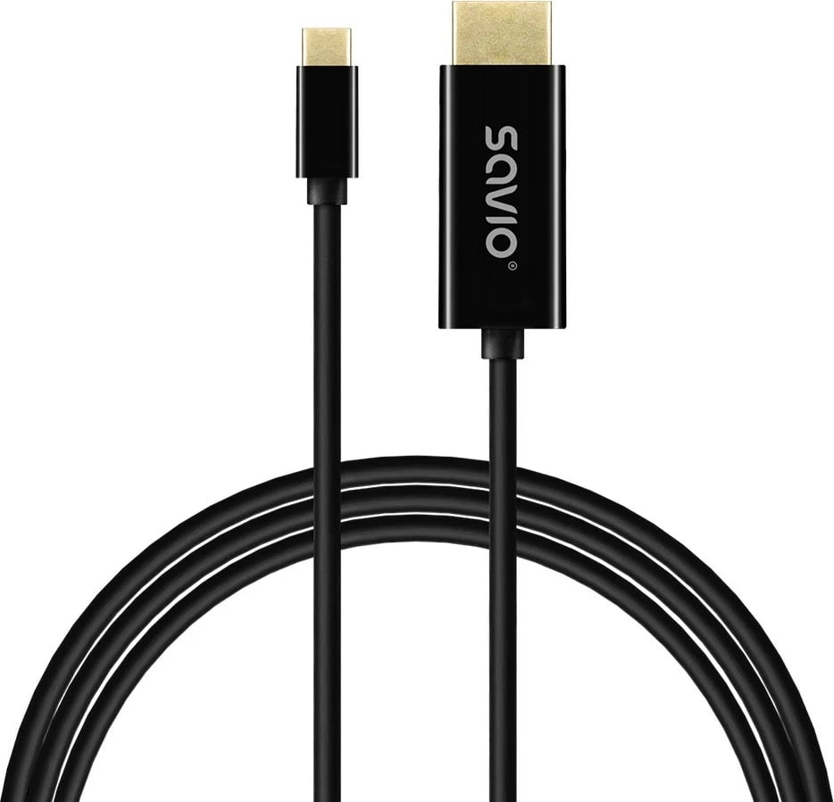 Kabllo USB-C në HDMI SAVIO CL-191, 2m, plastikë, e zezë