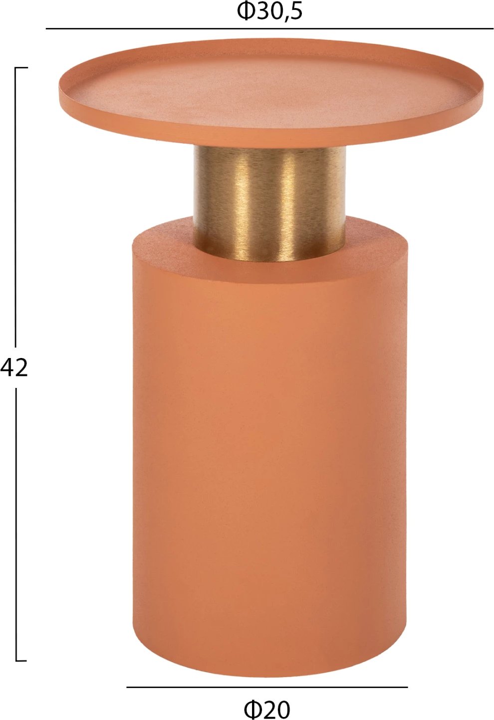 Tavolinë anësore PUNJAB FH4240.08 metalike, ngjyrë portokalli-ari/bronz Φ30.5x42H cm