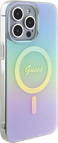 Mbështjellës Guess IML Iridescent MagSafe për iPhone 15 Pro, turquoise Mbështjellës Guess IML Iridescent MagSafe për iPhone 15 Pro, turquoise