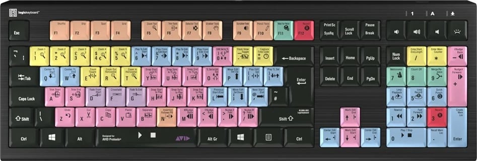 Tastierë LogicKeyboard Astra 2 Pro Tools UK për PC, me taste të ngjyrosura