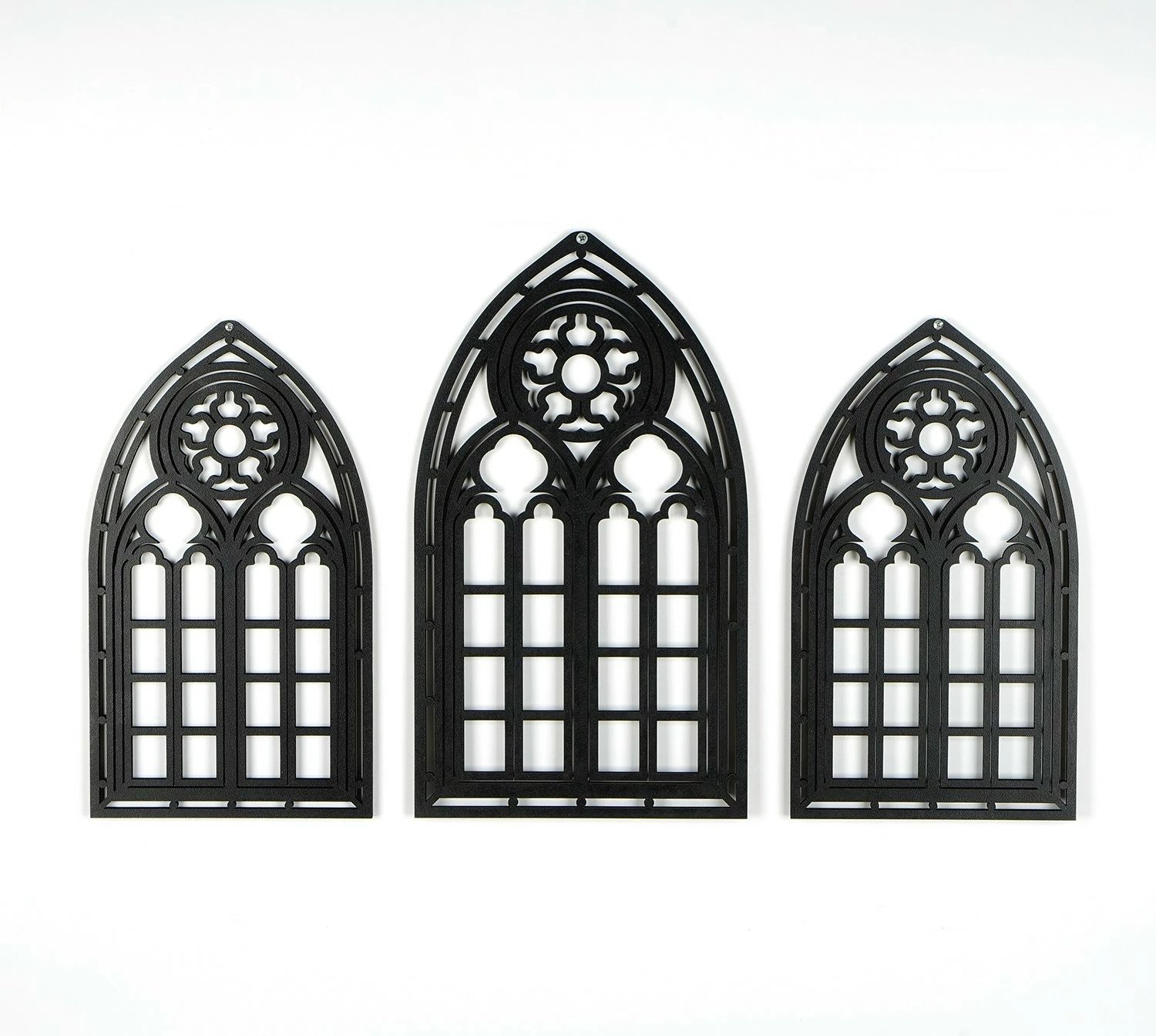 Aksesor dekorativ prej druri për mur, Wallity, CRY020, set prej 3 copësh, ngjyrë e zezë