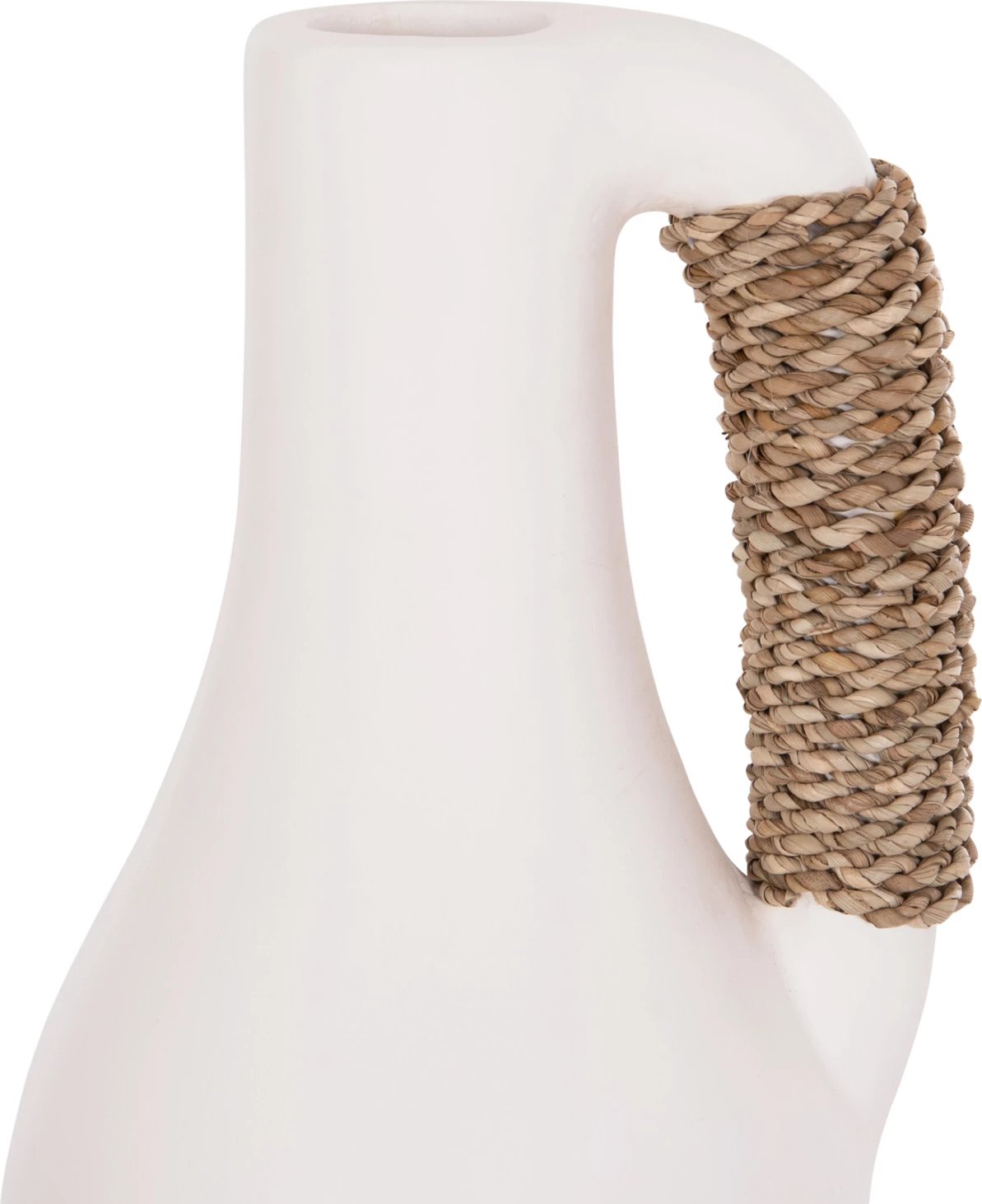 Vazo dekorative tavoline CAMMER, terrakotë e bardhë, dorezë me ratan, FH4687.02L, 18x39cm