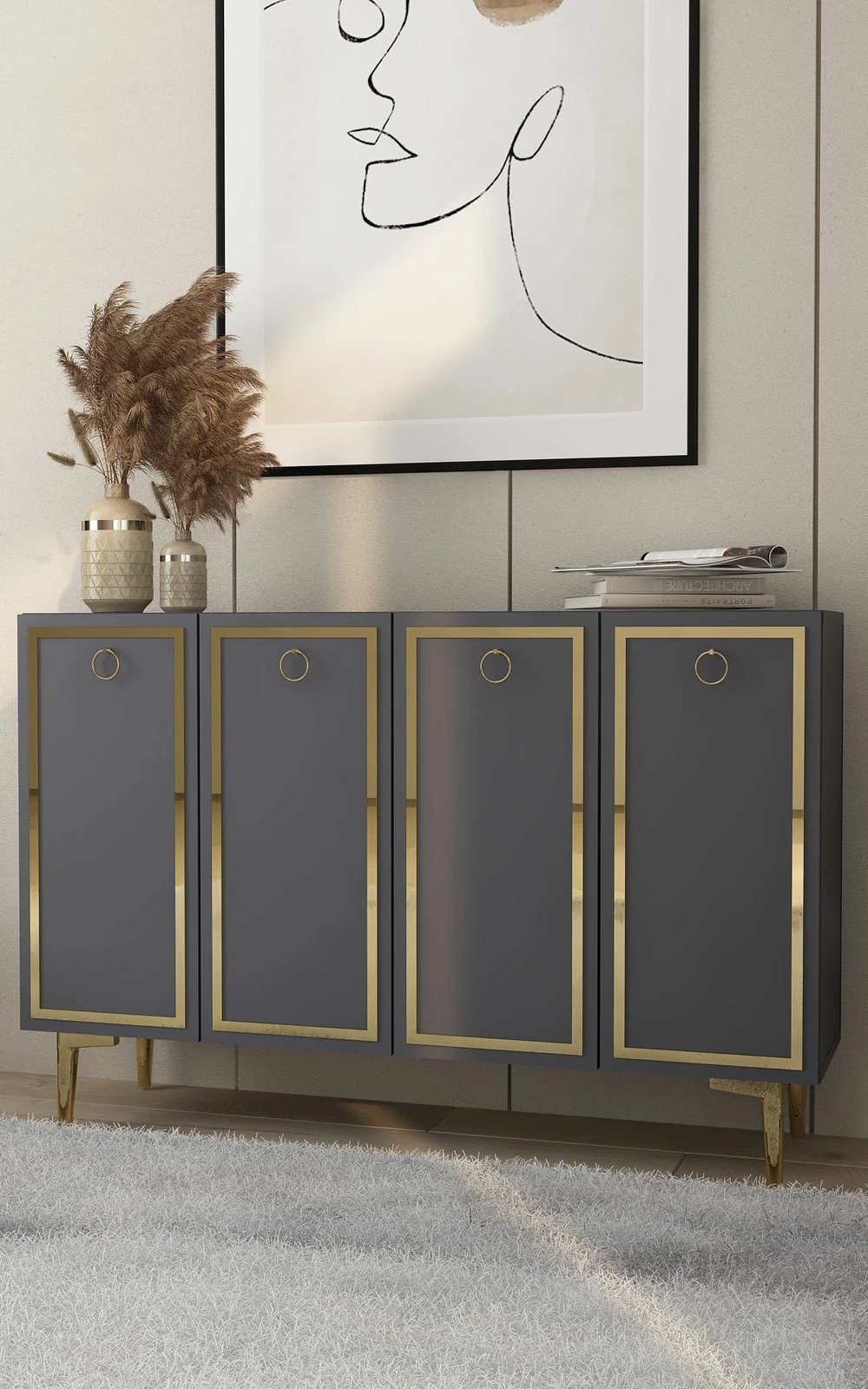 Konsolë Skye Decor, anthracite e ar, KM120