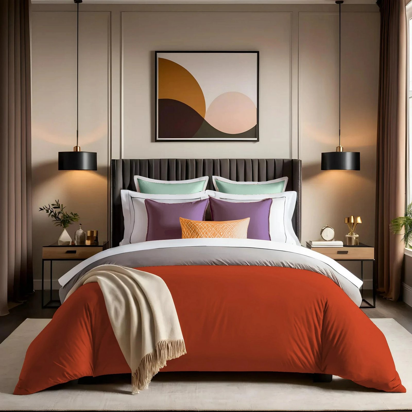 Jorgan mbulesë njëpersonëshe Ranforce, ngjyrë e kuqe tullë, L'essentiel, 135x200cm