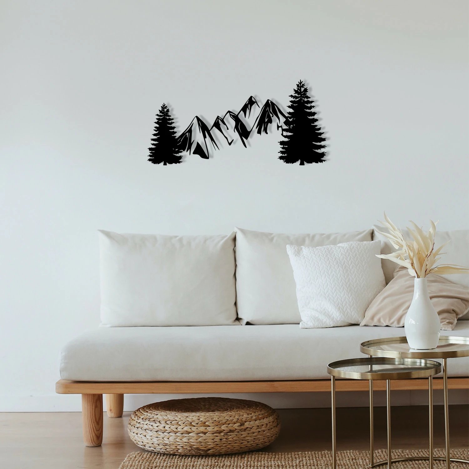 Aksesor dekorativ metalik për mur, Wallity, pishë