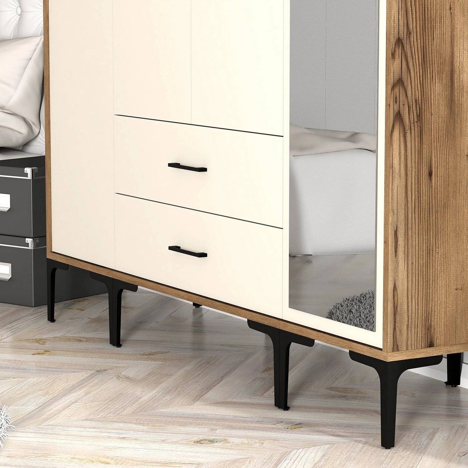 Dollap Skye Decor, ngjyrë arre dhe krem, Kumsal STR