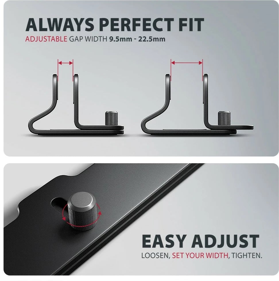 Mbajtëse vertikale laptop/tablet, AXAGON STND-VB, alumin, për 10-17.3", gjerësi e rregullueshme 9.5-25.5 mm, e zezë