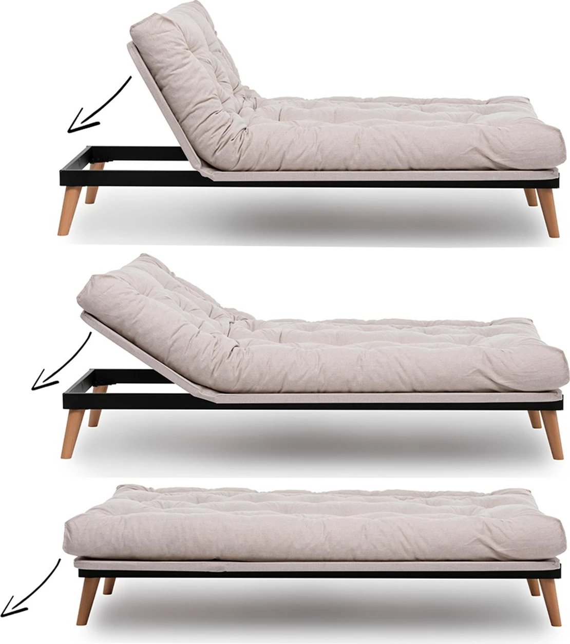 Divan-krevat 3 vende, Atelier del Sofa, Saki, krem