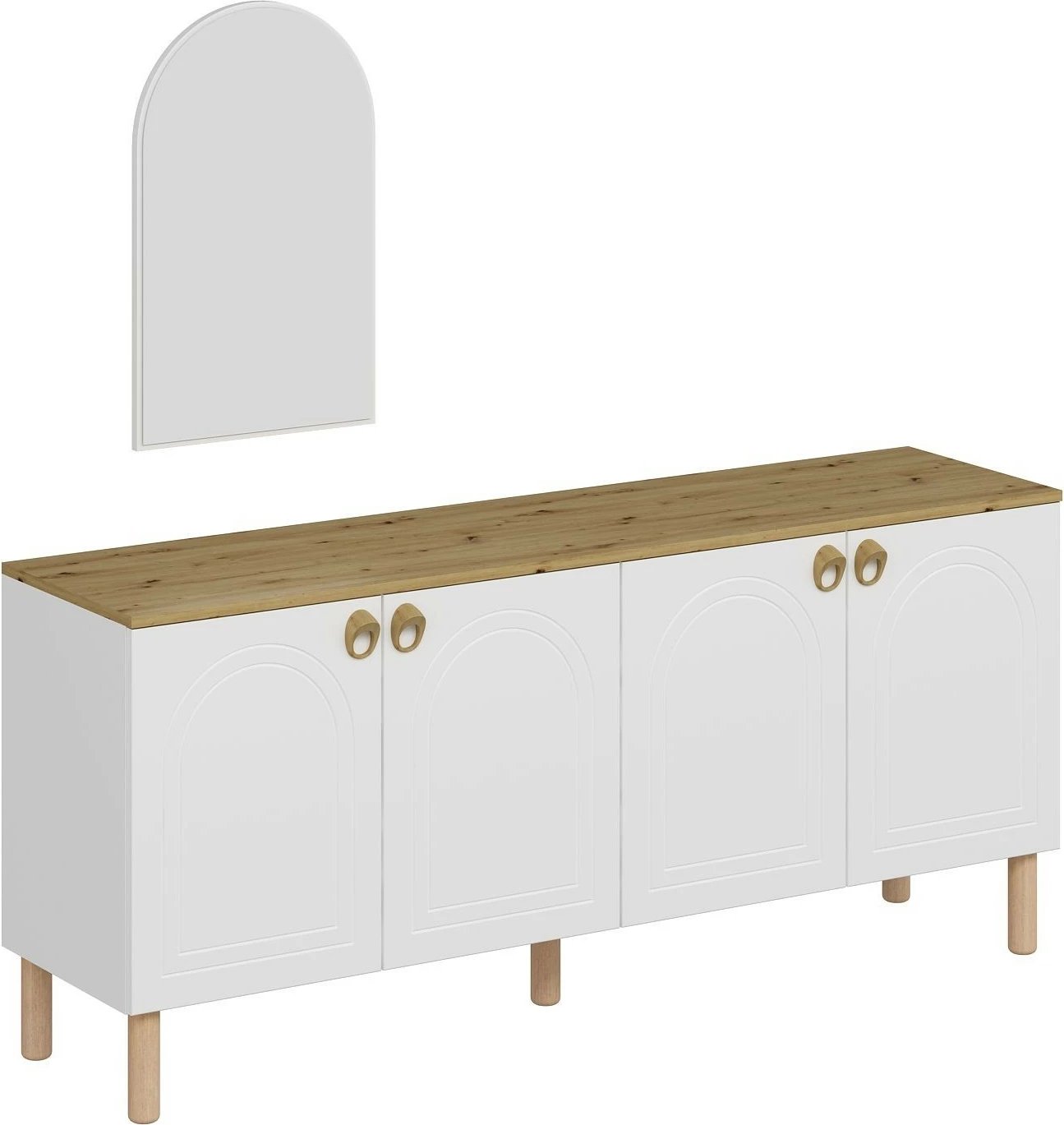 Konsol Skye Decor, pasqyrë Lotus, e bardhë