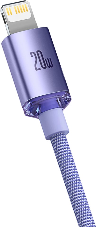 Kabllo Baseus Crystal Shine Series CAJY000305, 2m, Lightning në USB-C, 20W, Vjollcë