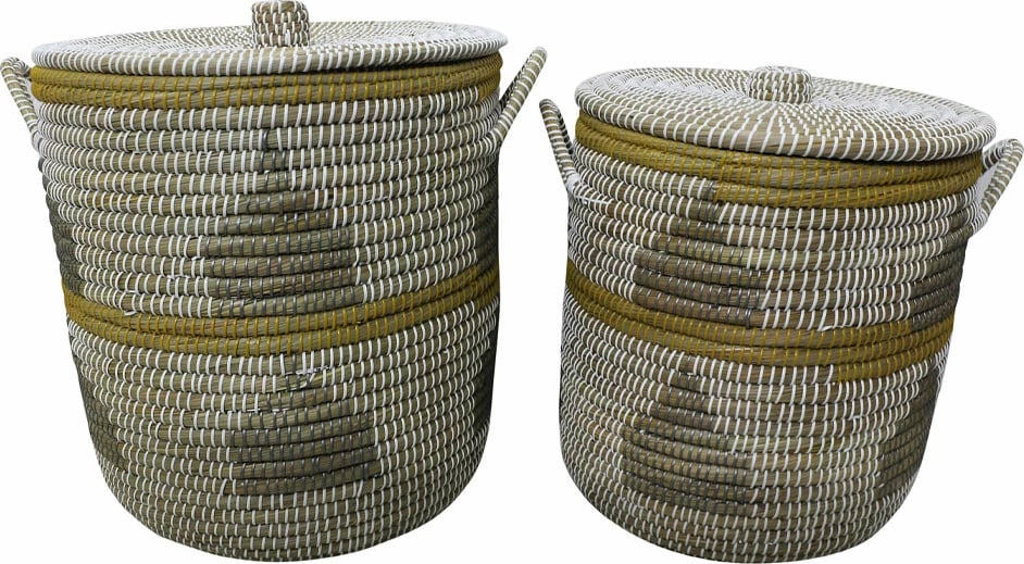 Set shporta me kapak KAIA, 2 copë, 45x45x50, kashnjetë-PVC, shumëngjyrëshe