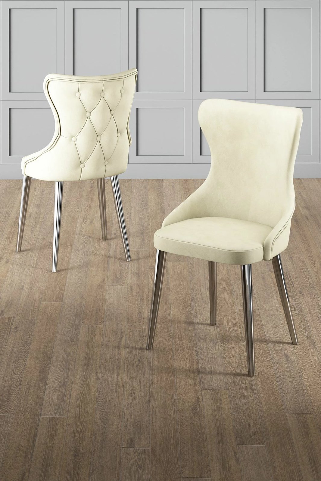 Set karrigesh (4 copë), Hanah Home, Alpa, krem, krom