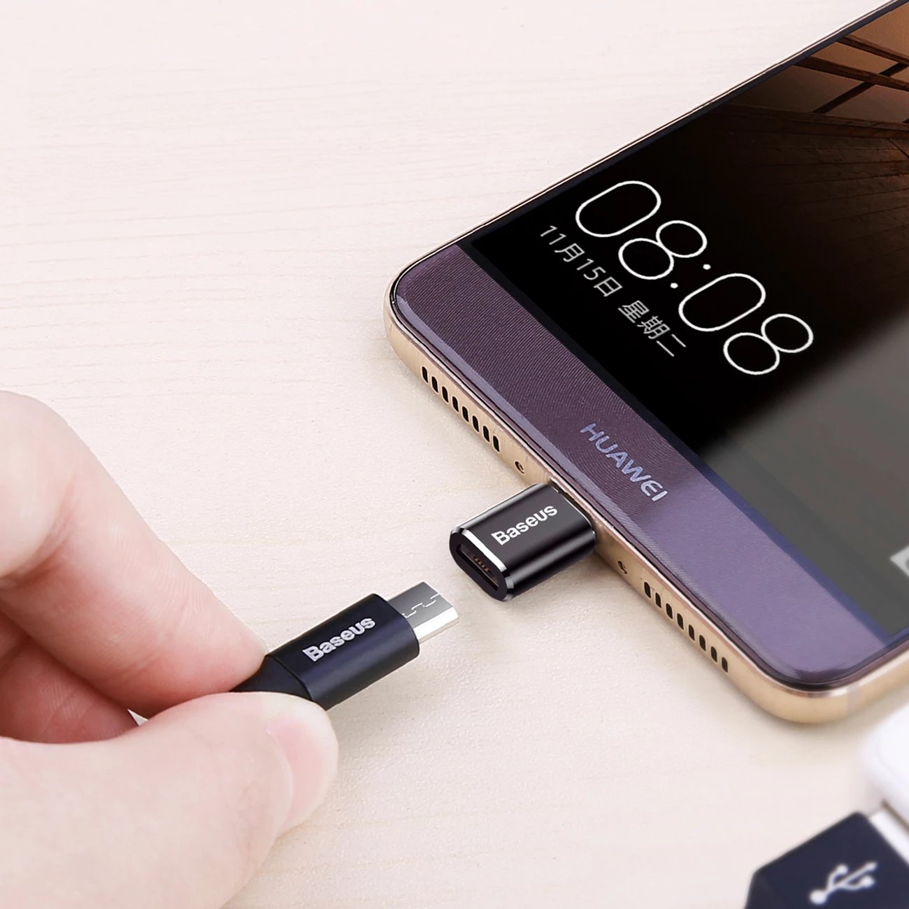 Adapter Baseus Mini CAMOTG-01, micro USB në USB-C, i zi