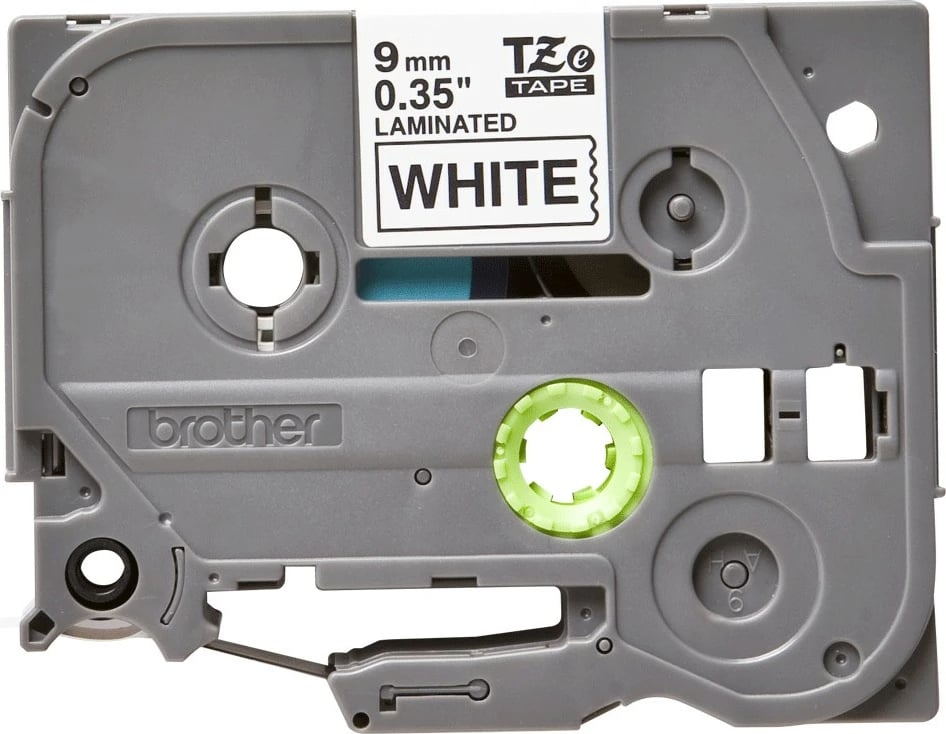 Letër ngjitëse Brother TZe-221, e bardhë me shkrim të zi, e laminuar